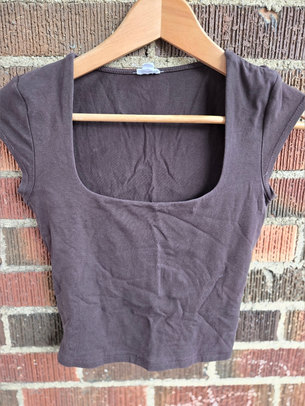 Garage Brown Square-Neck Crop Top